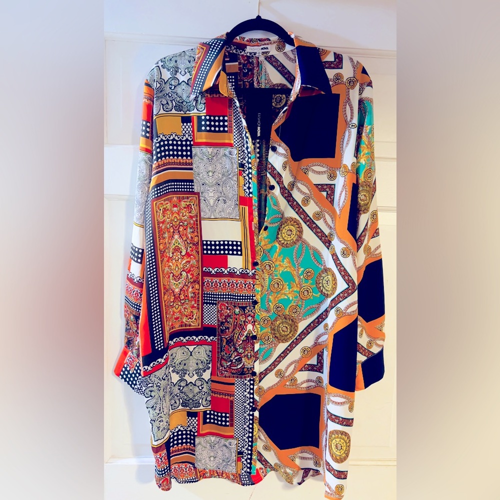 Multi-color shirt dress
